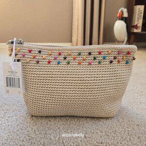 NWT The Sak Colorful Wood Beads Large Essential Crochet Pouch